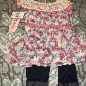Little Lass Matching Sets - Butterfly 2-piece outfit size 2T NWT Little Lass Matching Sets - Butterfly 2-piece outfit size 2T NWT